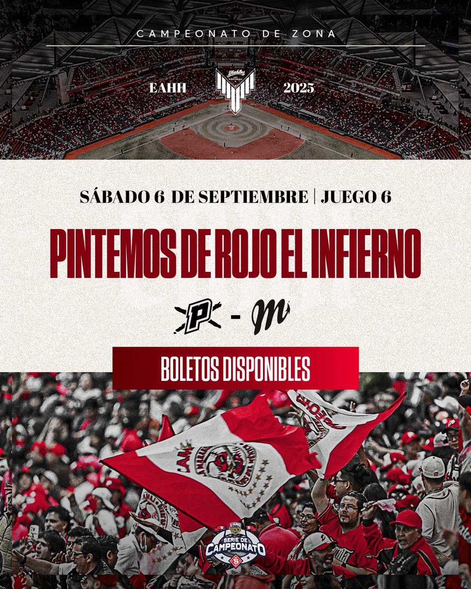 Hay juego 6 y es en el ¡Infiernoooo! 🏟️🔥

Preventa abonados: 4 de septiembre (solo en taquillas) 
Venta general: 5 de septiembre a partir de las 11:00 am