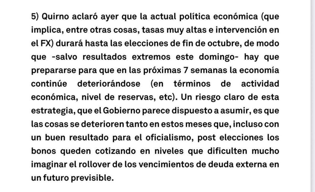 Esto básicamente quiere decir meses y meses haciendo mierda la economía real para que se pueda sostener en lo posible un precio barato del dólar para seguir haciendo carry tarde.