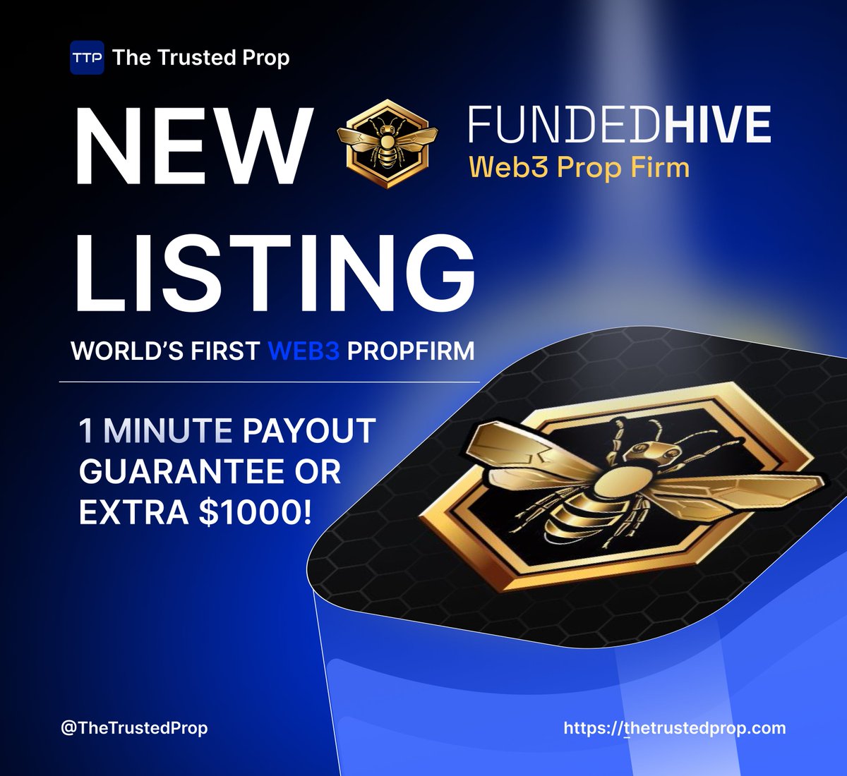 🚨 Big Announcement 🚨

Funded Hive is now officially listed on The Trusted Prop! 🎉
🌐 The world’s first Web3-based prop firm has joined our platform. After multiple meetings with their founder, we can confirm they’re here with a clear vision and transparency that no other firm
