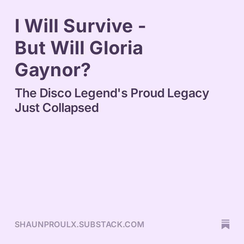 Go on now go, Gloria. From gay anthem to MAGA: #GloriaGaynor, whose song gave hope to LGBTQ+ and Black people is backing those who legislate against them. My take on what this means for her legacy, new on my Substack: shaunproulx.substack.com/p/i-will-survi…