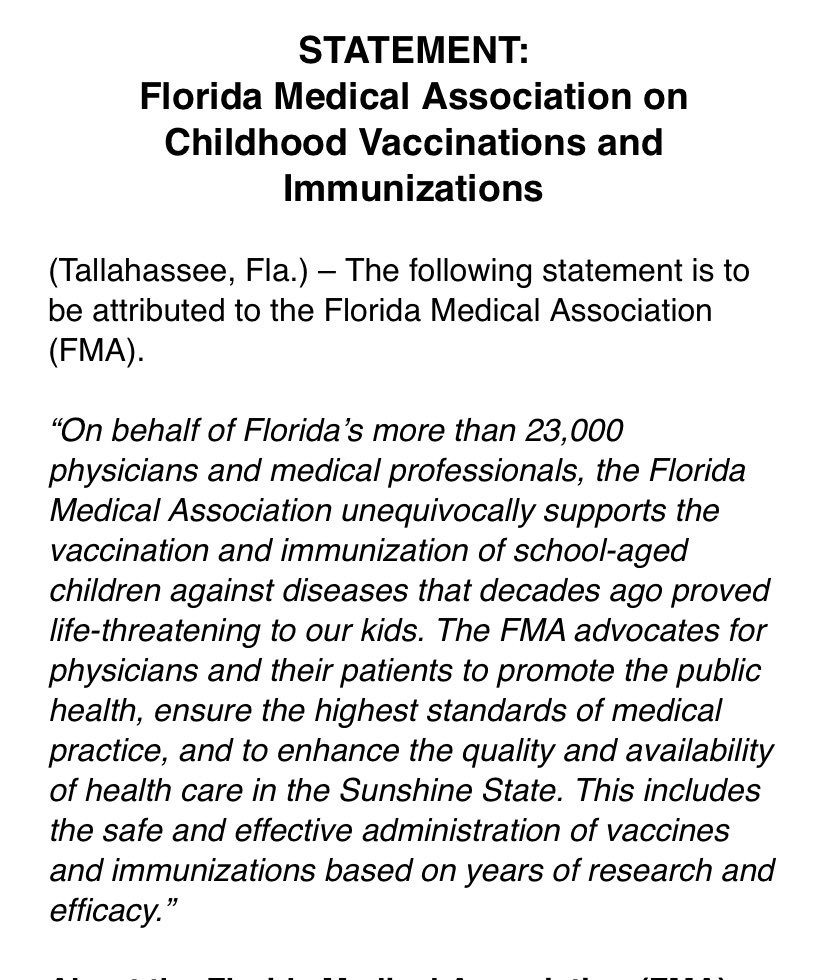Inbox: Fla Medical Association on immunization