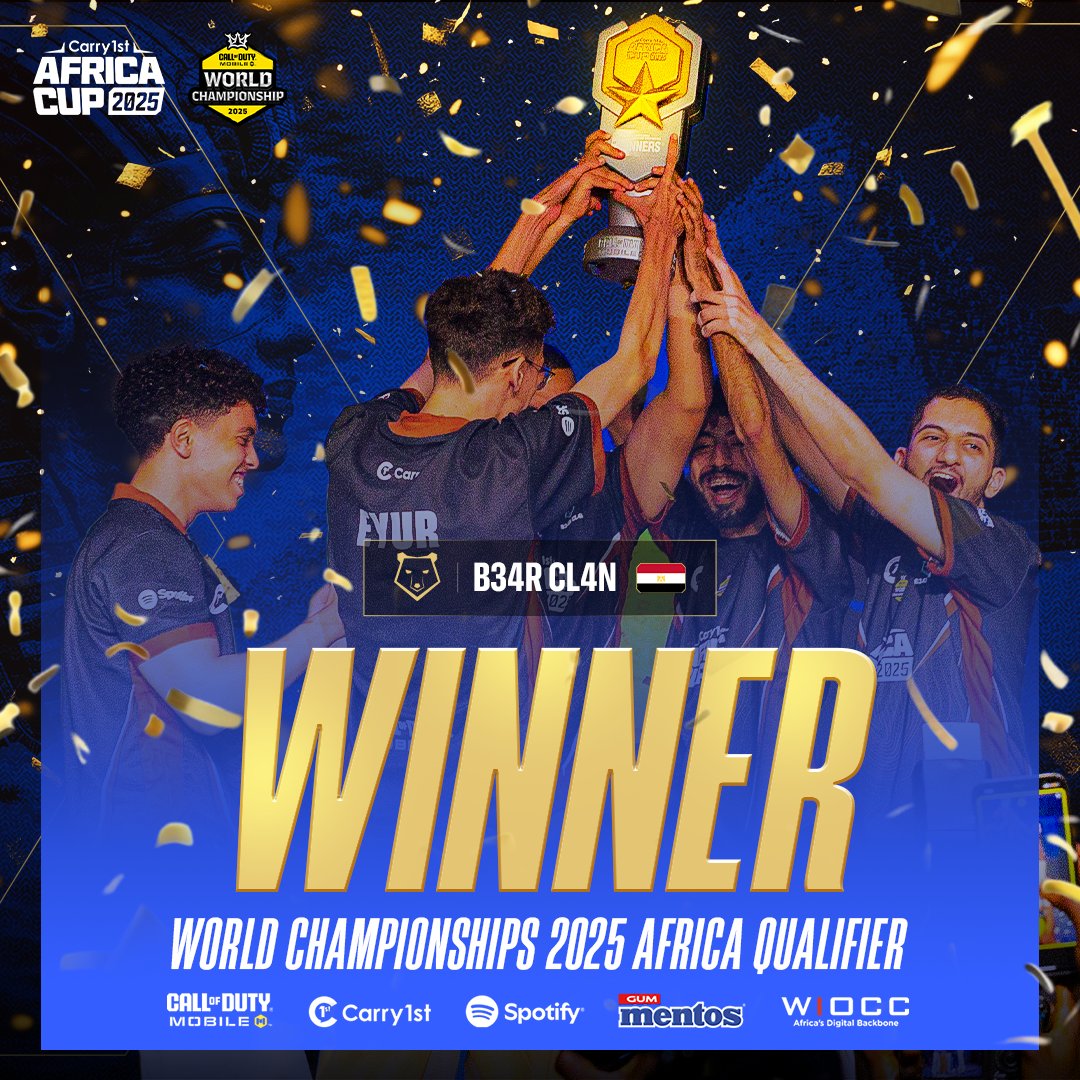 AFRICA, STAND UP! 🌍🔥

B34R CL4N just carved their name into history — claiming the Carry1st Africa Cup 2025 crown in dominant fashion! 🏆🐻

From clutch plays to unstoppable teamwork, they showed the continent what greatness looks like.

Now, they’re packing their bags for the
