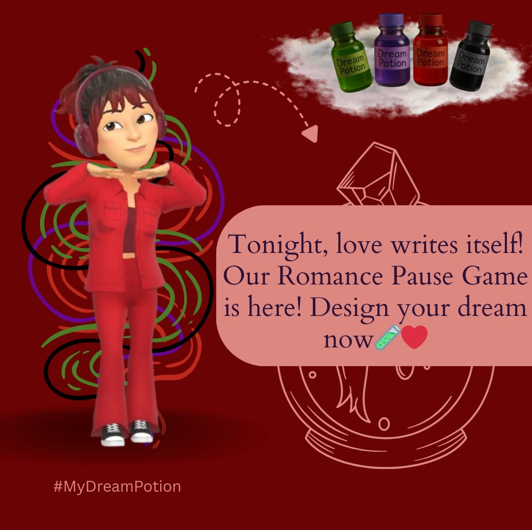 DreamPotionComp's tweet photo. ✨💖 Love takes shape in dreams… 💖✨
Our Romance Pause Game is here! 💌
Pause to design your dream love story:
1️⃣ Where you meet
2️⃣ Who’s beside you
3️⃣ The twist that changes everything

🌙 What story did you unlock?
#DreamPotion #PauseGame #RomanceDream https://t.co/eaFettpRPU