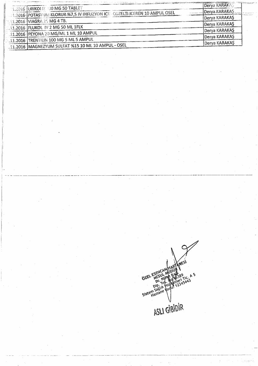 Bu belgeyi yayınlamazsam içim rahat etmeyecek. Bu belge ana davanın görüldüğü T.C. Büyükçekmece 6. Asliye Ceza Mahkemesi 2017/697 esas numaralı dosyaya sözde oğlum Bruks Nef BAŞKIRAN’a yapılan ilaçlara dair hastanenin verdiği eczanemi ilaç dökümümü anlayamadığım çözemediğim ama