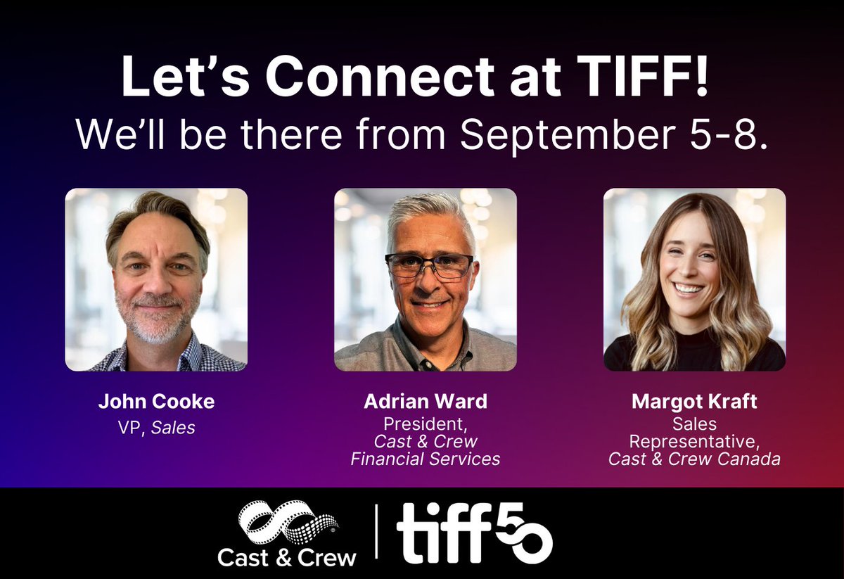 CastAndCrewNews's tweet photo. Learn how Cast &amp; Crew can power your production, connect with us at TIFF: https://t.co/HH8dhm3S5M

We’re proud to join @DEADLINE as a sponsor of @TIFF_NET, empowering filmmakers with payroll, software, and production support.

#TIFF2025 #ProductionSolutions #CastAndCrew https://t.co/rEk2ap76rA