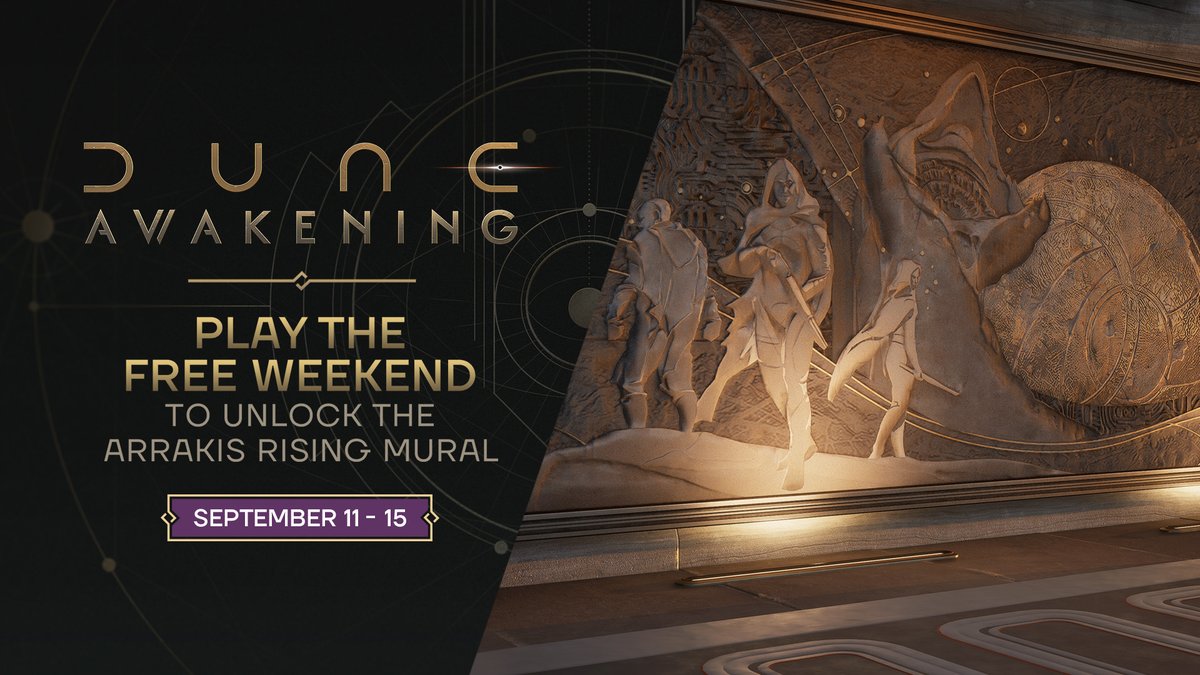 We will have a Free Weekend, with no restrictions, next week from September 11-15!

Those who play during the Free Weekend will unlock the Arrakis Rising mural. #DuneAwakening