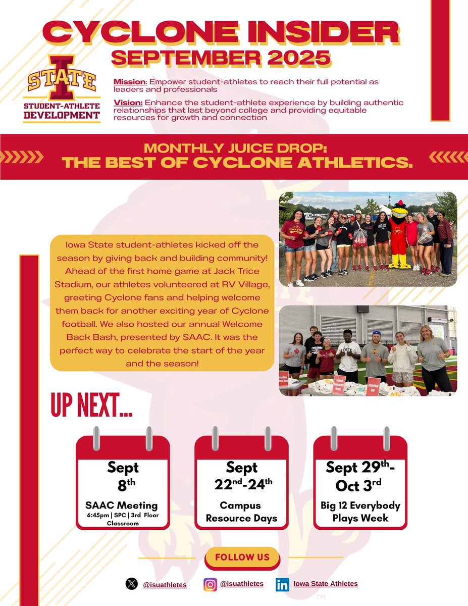 ISUathletes's tweet photo. August memories ✔️ September opportunities ➡️ Catch it all in our September newsletter! https://t.co/eqoiSnNnjQ
