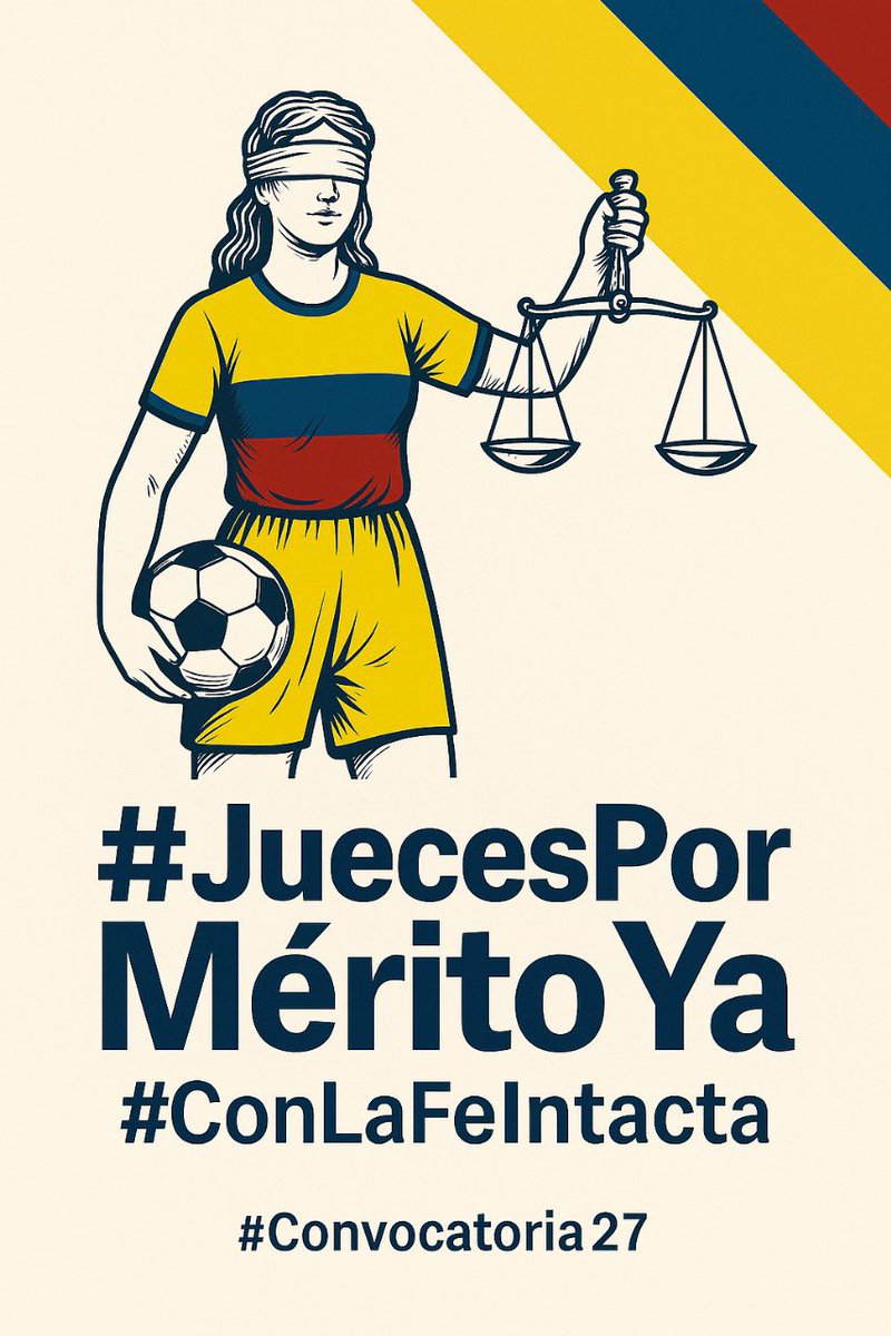 Colombia merece ganar el partido de hoy, pero también merece tener juezas y jueces elegidos por mérito.

La justicia debe estar en manos de los mejores: quienes superaron todas las pruebas durante estos 7 años del proceso de la Convocatoria 27.
#JuecesPorMéritoYa #ConLaFeIntacta