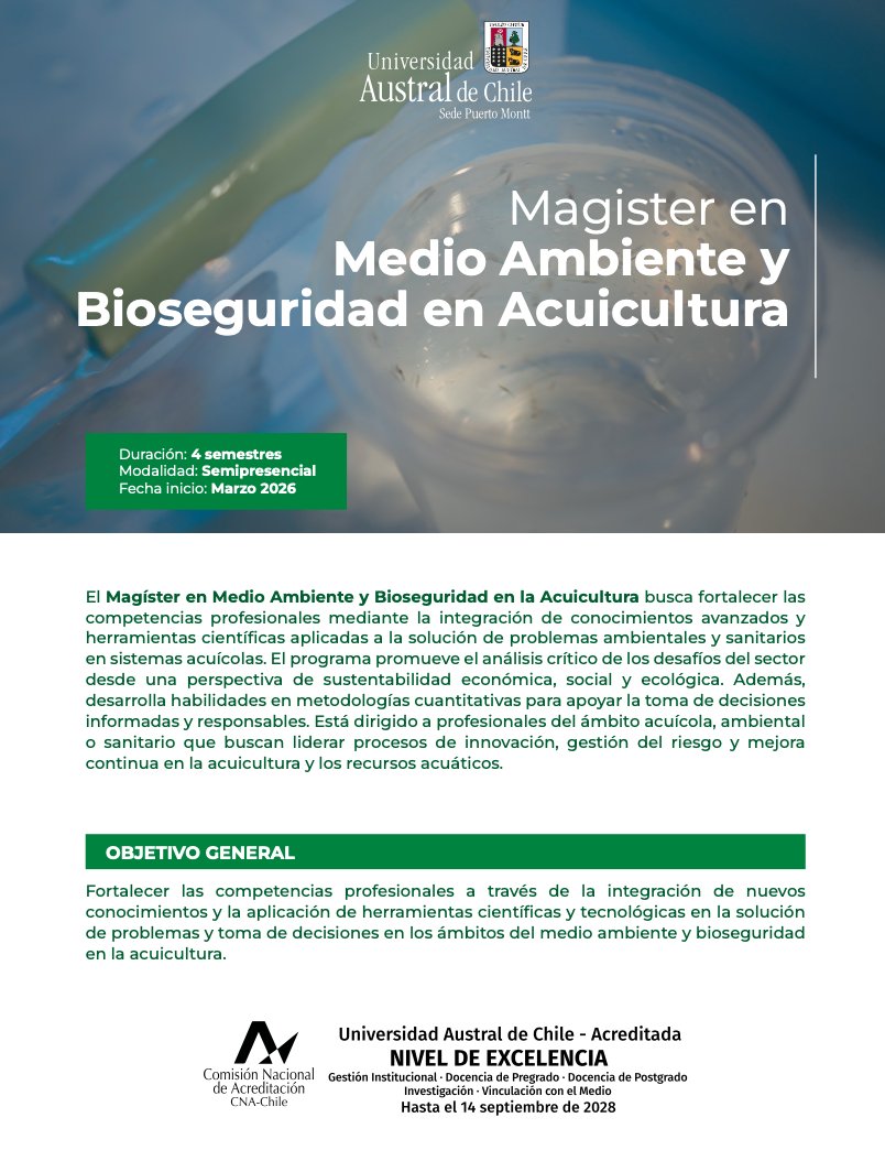 Mg. en Medio Ambiente y Bioseguridad Acuicultura tweet media