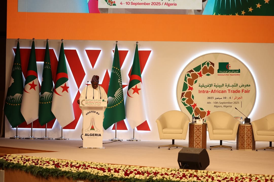 AfCFTA's tweet photo. The 4th #IATF opened in Algiers with a strong call for Africa to seize its economic future.
Speaking at the Opening Ceremony, H.E. Chief Olusegun Obasanjo, Chairman of the IATF Advisory Council and former President of Nigeria, described the #IATF as “a symbol of Africa’s economic awakening, where trade and investment unite our people and drive forward the ambition of the AfCFTA.”
In the same session, #Nigeria was announced as the next host of the #IATF2027.

 The #IATF continues to stand as the continent’s premium platform for trade, investment, and meaningful partnerships.

#AfCFTA #IATF #Afreximbank