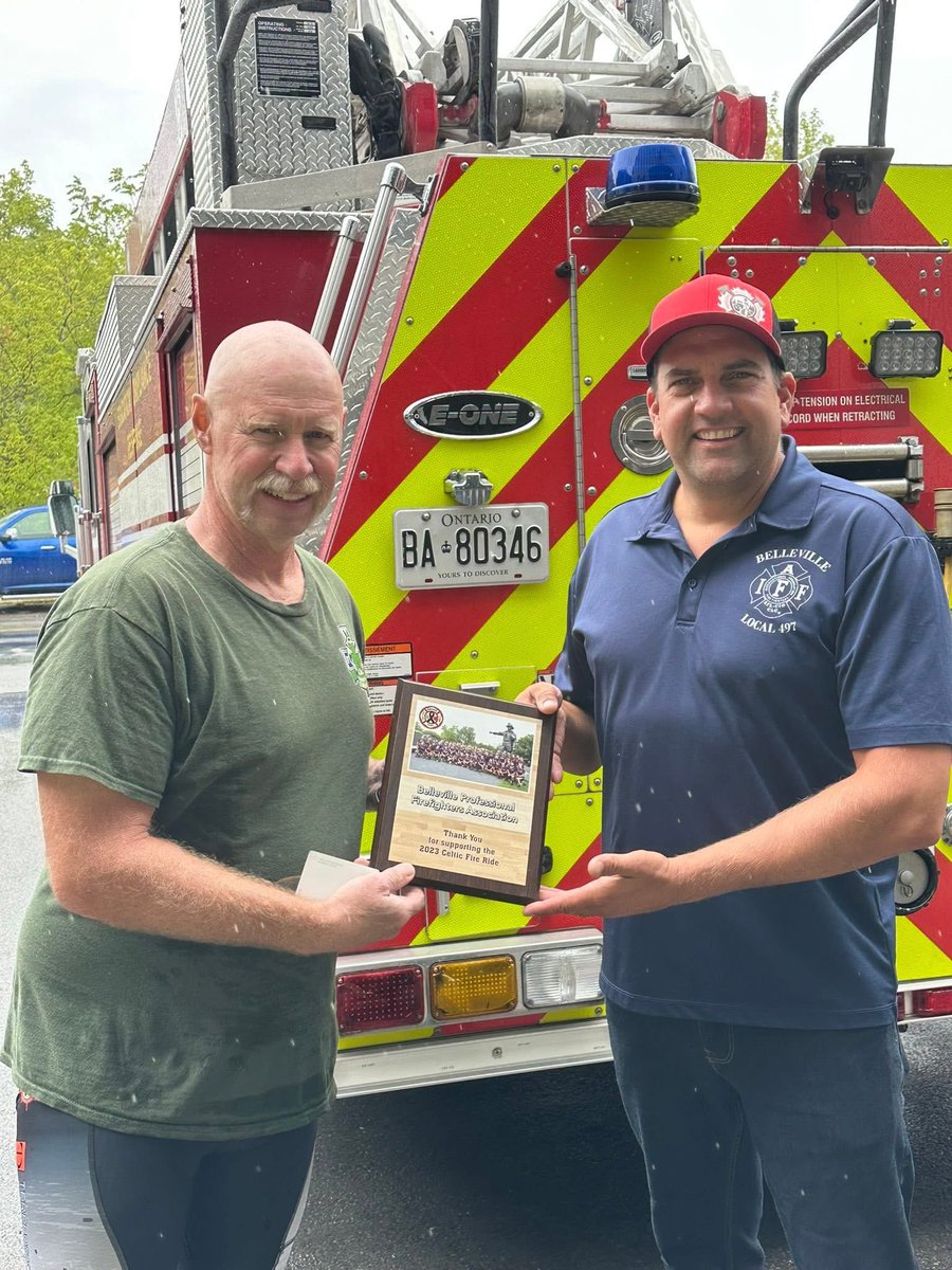 BPFFAlocal497's tweet image. Belleville Firefighters had the pleasure in hosting the bike riders from the Toronto Fire Celtic Society today for lunch. These riders are travelling from Toronto to Ottawa in support of the Canadian Fallen Firefighters Memorial Foundation!