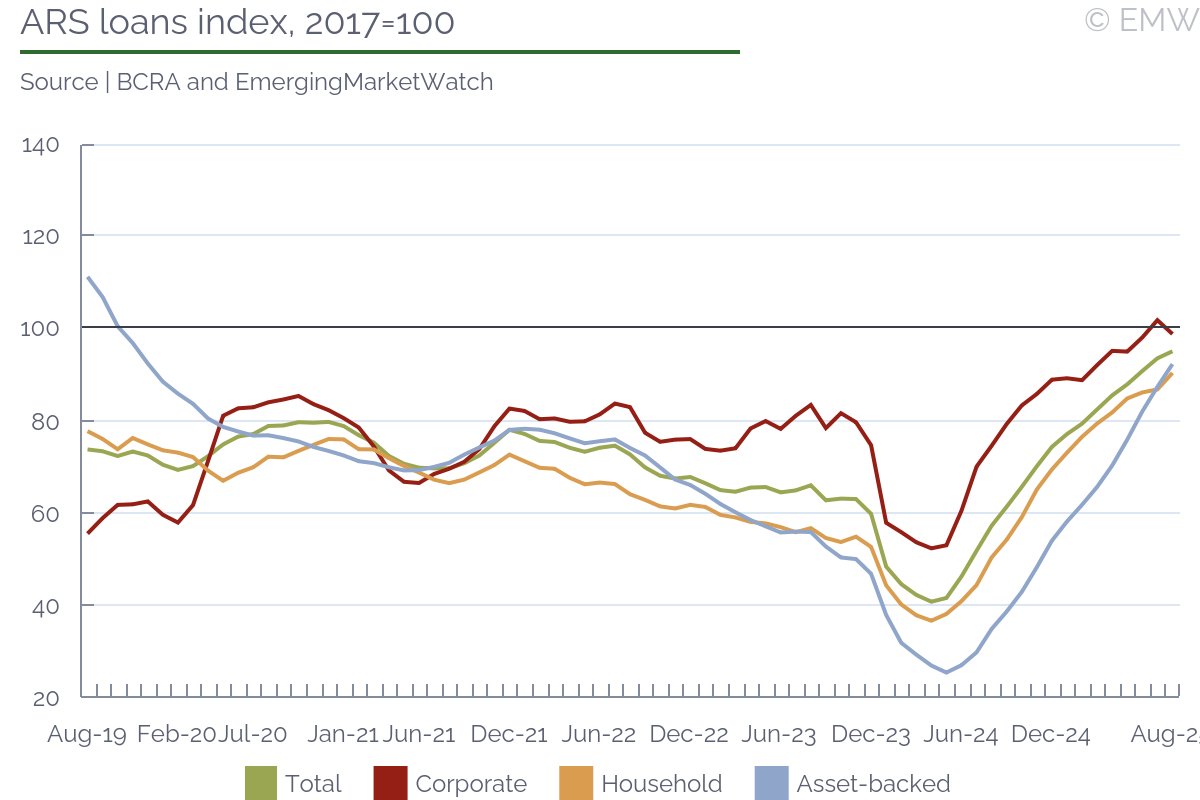 #Argentina - Local currency lending loses momentum in August, advances sink as rates surge

Stock of bank loans in local currency rises 1.6% m/m in inflation-adjusted term, lowest since expansion cycle started

emergingmarketwatch.com/browser

#EmergingMarkets