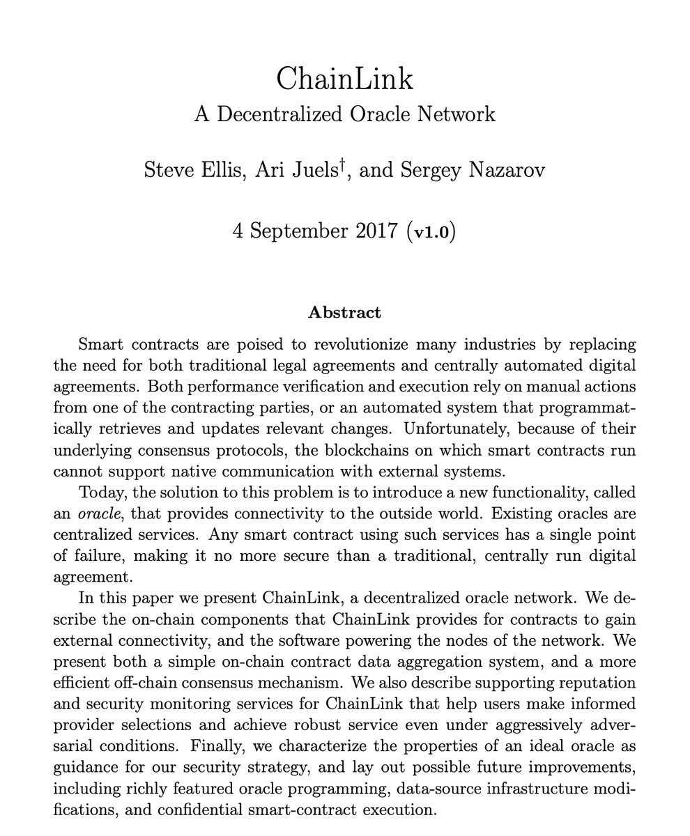 IC3 (@initc3org) on Twitter photo 8 years ago today:
IC3 co-director & Chainlink Chief Scientist <a href="/AriJuels/">Ari Juels</a>, along with co-founders <a href="/SergeyNazarov/">Sergey Nazarov</a> and Steve Ellis, released the seminal work behind one of the largest companies in the blockchain space, Chainlink Labs, whose decentralized oracle networks have 8 years ago today:
IC3 co-director & Chainlink Chief Scientist <a href="/AriJuels/">Ari Juels</a>, along with co-founders <a href="/SergeyNazarov/">Sergey Nazarov</a> and Steve Ellis, released the seminal work behind one of the largest companies in the blockchain space, Chainlink Labs, whose decentralized oracle networks have