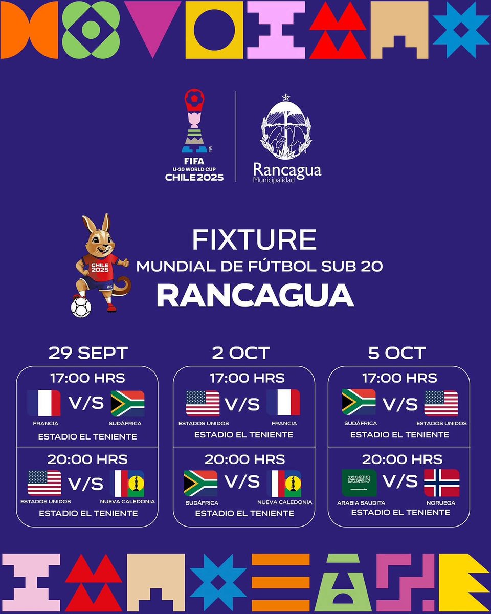 🌍 #FIFA | El Mundial Sub 20 se disputará desde el 27/09 al 19/10 y #Rancagua será una de las sedes. La ciudad ya luce con publicidad y detalles finales ⚽️. ¡Aún quedan tickets en Ticketplus!
👉 Más info en celesteaunquecueste.cl

#CelesteAunqueCueste ✍🏻