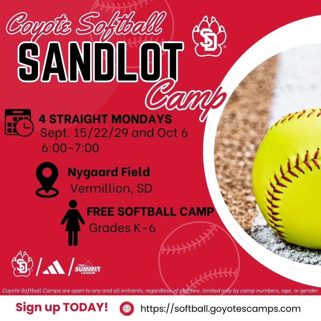 𝙁𝙪𝙩𝙪𝙧𝙚 𝘾𝙤𝙮𝙤𝙩𝙚𝙨‼️

Our FREE Sandlot Camp is back! Come for one Monday or come for all four! We can’t wait to work on your game, give you some new pointers and have a ton of fun!

Register: softball.goyotescamps.com/sandlot-camp.c…