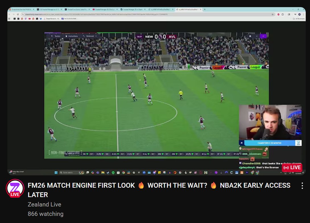 I suppose the best compliment to give FM26 is that when Zealands stream appeared on my YouTube homepage for a second I thought he was watching an actual game of football.