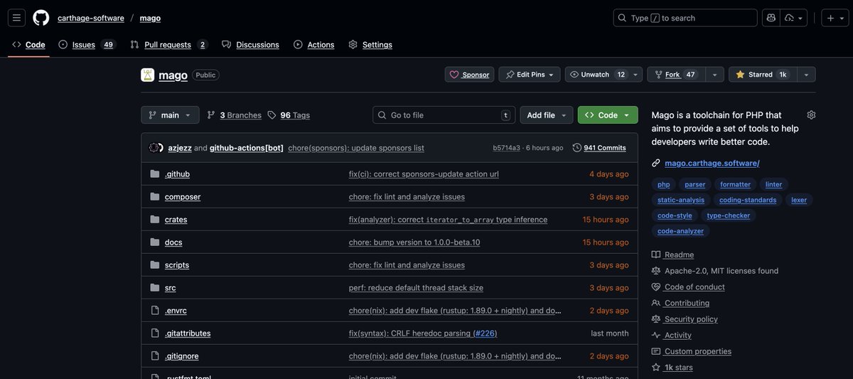 We've just hit a huge milestone: 1,000 stars on GitHub! ⭐

A massive, heartfelt thank you to every single one of you for your incredible support, and feedback.

Rest assured, we're working harder than ever to make Mago even better. More exciting things are coming soon! 🚀
