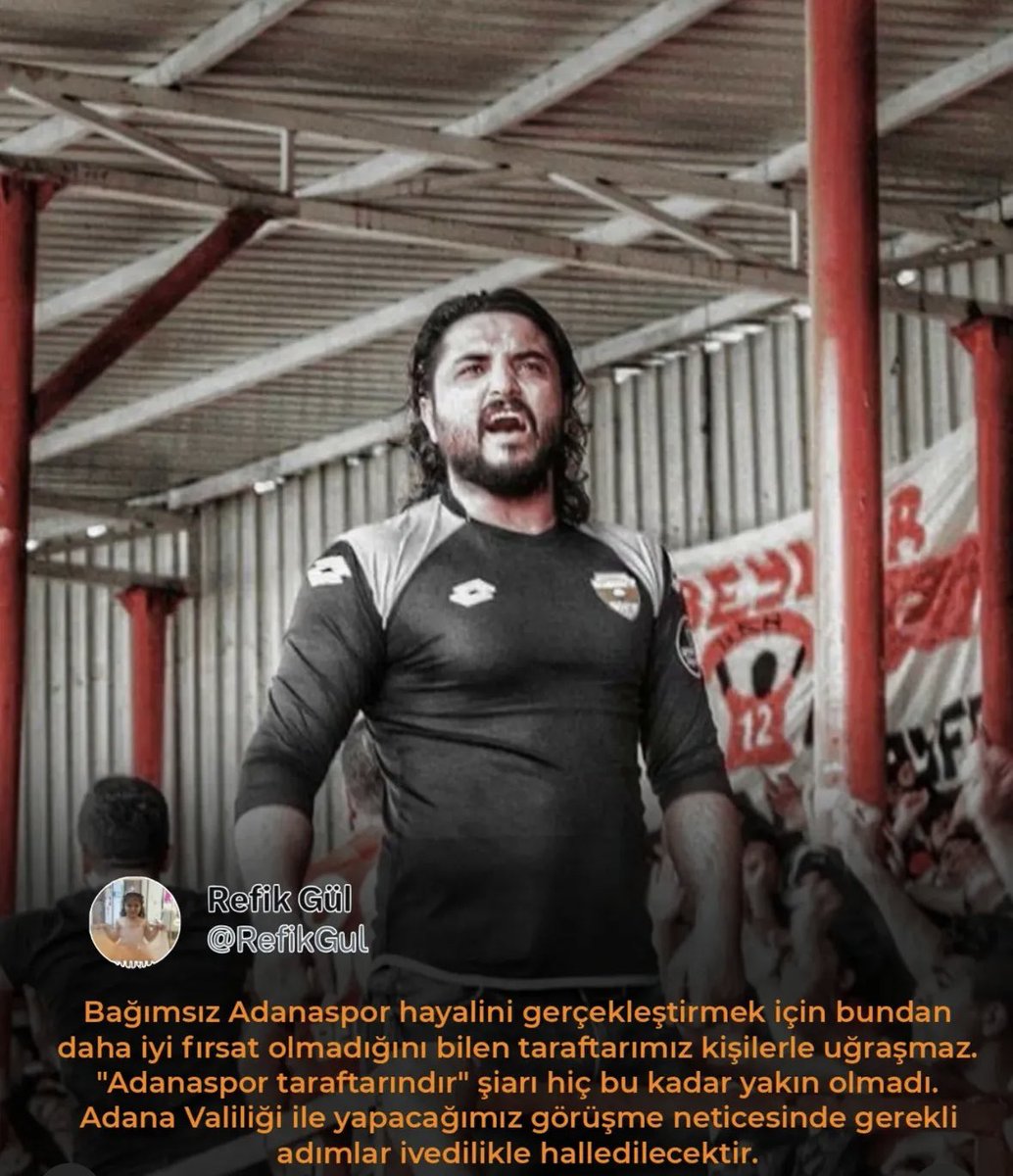 Yıllarca Emek Verdiğin ADANASPOR Ve 
Ömründen Verdiğin TURBEYLER GRUBU
İçin Gerekeni Yapacağından Şüphemiz Yok. Yolun Yolumuzdur REİSS 🧡
<a href="/RefikGul/">Refik Gül</a>