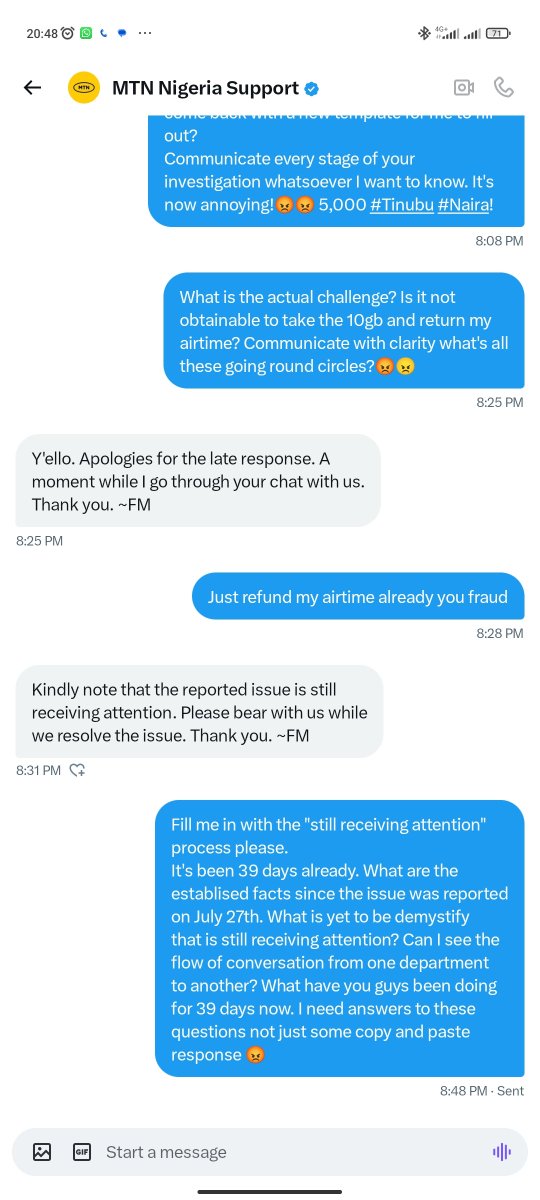 harryray82's tweet photo. @MTNNG @ConsumersNCC I really want to see and know what the conversation has been like from your end for about 39 days now if that's obtainable https://t.co/P69puV6ZKu