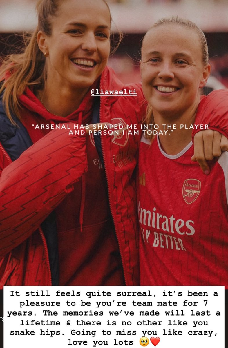 Beth’s goodbye message for Lia Wälti on IG