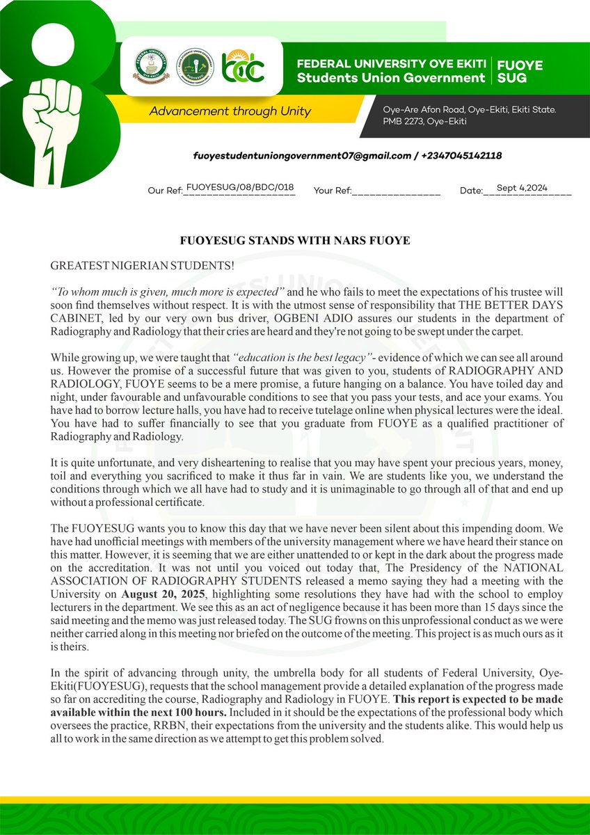 STUDENTS' UNION GOVERNMENT, FUOYE tweet media