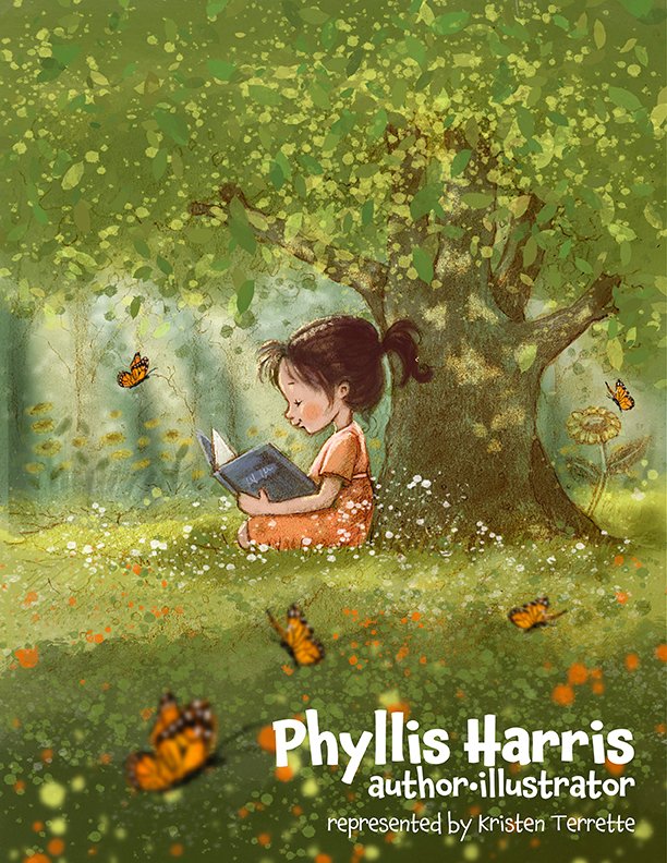 #KidLitArtPostcard It's back-to-school time, and reading under a favorite tree seems just right for September. I enjoy creating art for kids #picturebooks, #boardbooks, and #bookcovers. I am represented by @kterrette, and my portfolio can be seen at phyllisharris.com/portfolio