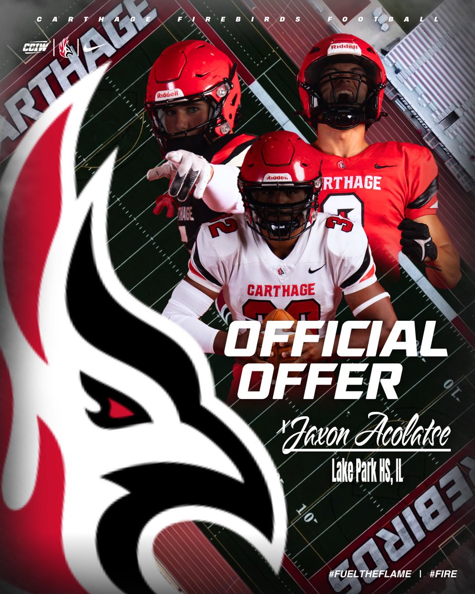 Jaxon Acolatse (@jaxonacolatse3) on Twitter photo #AGTG After a great visit on campus, I am blessed to receive an offer from <a href="/Firebirds_FB/">Carthage College Football</a>. Thank you <a href="/CoachPopino/">Matthew Popino</a> <a href="/CoachKruse62/">Rob Kruse</a> <a href="/coach_splitt_/">Jason Splitt</a> for believing in me!!! <a href="/LakeParkFootbal/">Lake Park Lancer Football</a> <a href="/LPAthleticDept/">Lake Park Athletics</a> <a href="/CoachChris_Roll/">Coach Chris Roll</a> <a href="/Coach_Kirk_67/">Chris Kirkpatrick</a> #AGTG After a great visit on campus, I am blessed to receive an offer from <a href="/Firebirds_FB/">Carthage College Football</a>. Thank you <a href="/CoachPopino/">Matthew Popino</a> <a href="/CoachKruse62/">Rob Kruse</a> <a href="/coach_splitt_/">Jason Splitt</a> for believing in me!!! <a href="/LakeParkFootbal/">Lake Park Lancer Football</a> <a href="/LPAthleticDept/">Lake Park Athletics</a> <a href="/CoachChris_Roll/">Coach Chris Roll</a> <a href="/Coach_Kirk_67/">Chris Kirkpatrick</a>