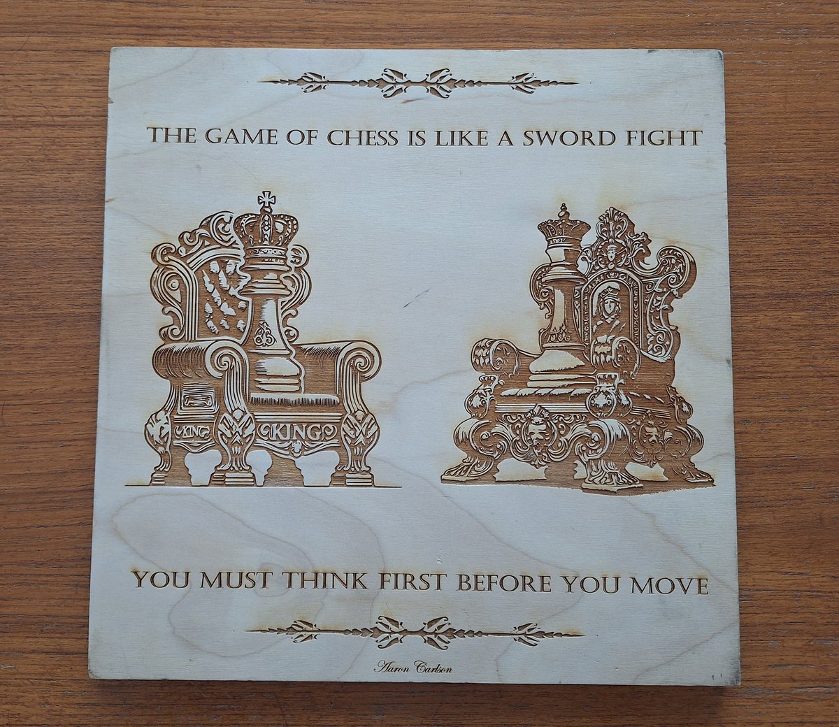 ac_des1gns's tweet image. Custom engraved wooden chess board! #cncidea #projectidea #cncproject #chess