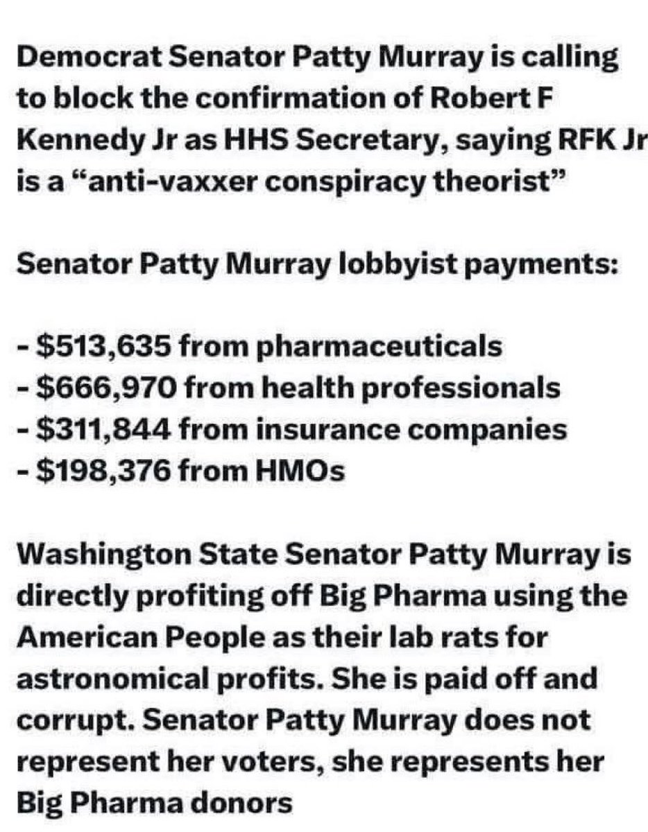 <a href="/PattyMurray/">Senator Patty Murray</a> You're unqualified and exempt from any opinion on medical.  Youre compromised.