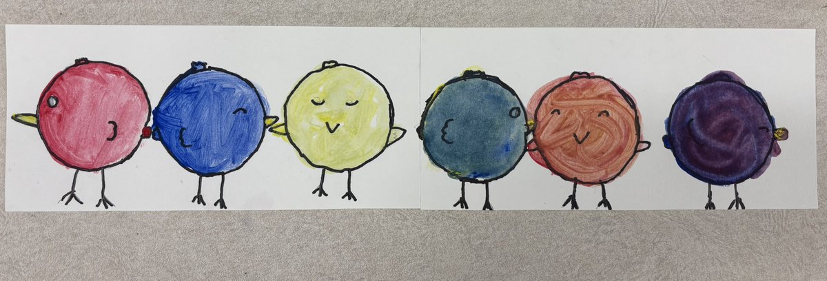 Today we mixed primary colours to make secondary colours. 🎨