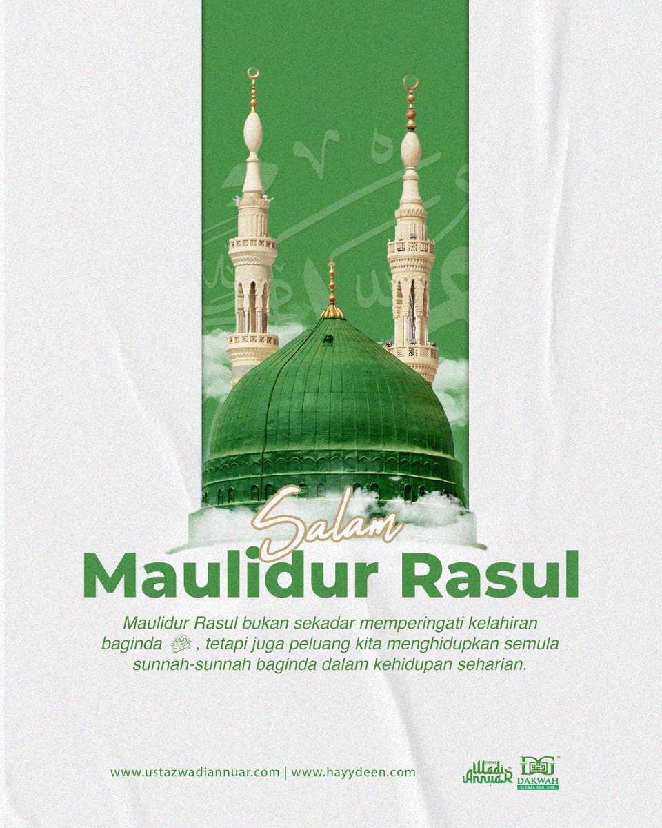 Maulidur Rasul bukan sekadar memperingati kelahiran baginda ﷺ, tetapi juga peluang kita menghidupkan semula sunnah-sunnah baginda dalam kehidupan seharian.

#ustazwadiannuar