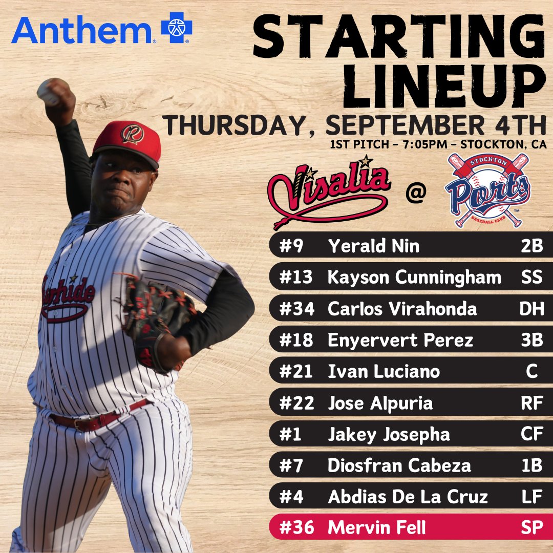Big Merv on the mound for a team high 17th start this season!

⏰ 7:05 PM
📍Stockton, CA
📻 Milb.com/visalia/fans/a…
📺 MiLB.TV