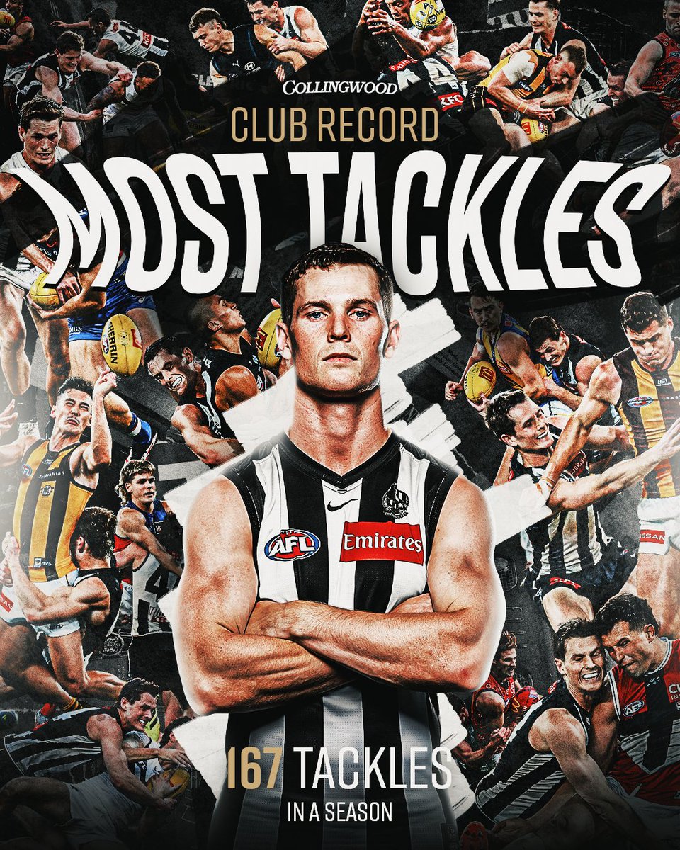 Ned 'Hulk' Long sets a new Club record 😤😤😤

With nine more tackles last night, our midfield bull went past Luke Ball's 166 in 2011 for the most tackles in a season ever by a Collingwood player 🤯