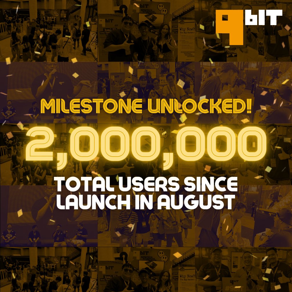 the9bit's tweet photo. 2M already?? Feels like yesterday we hit 1M 👀 
Can’t wait for the fam at 3M!!! 
Who’s sticking around for the ride? 
Drop a 🚀 if that’s u !!!!! https://t.co/LIcDC48CL0