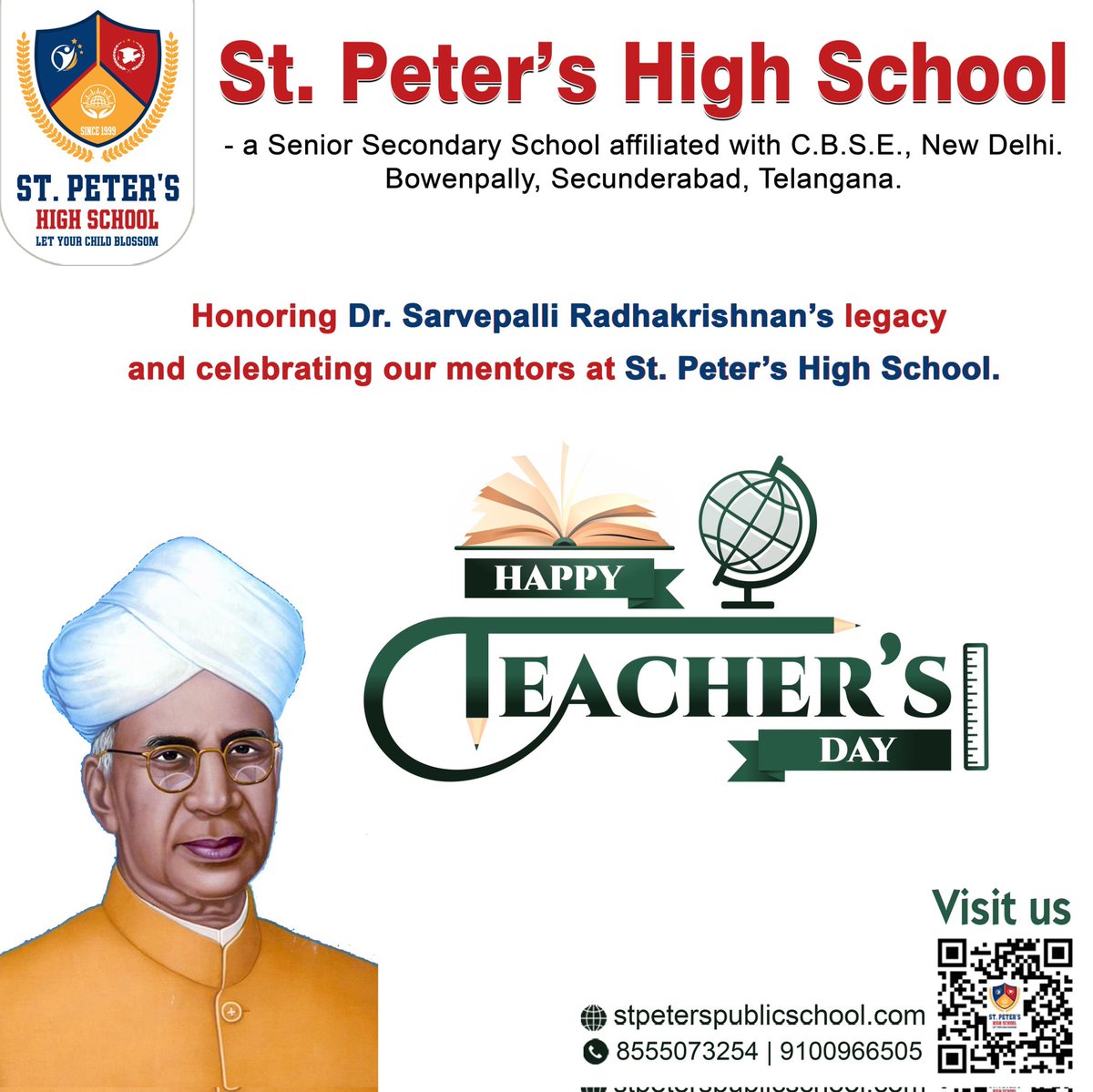 *Happy Teachers’ Day!* 

On this special day, we pay tribute to Dr. Sarvepalli Radhakrishnan’s inspiring legacy and celebrate the guiding lights of St. Peter’s High School. 

#TeachersDay
 #SPHS
 #Gratitude 
#MentorsMatter #DrSarvepalliRadhakrishnan #LetYourChildBlossom