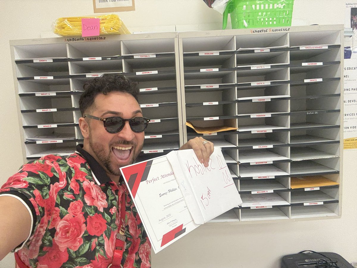 This is Memorial! August perfect attendance students can expect a surprise during lunches! Our Social Worker-Mr. Moreno is the best!