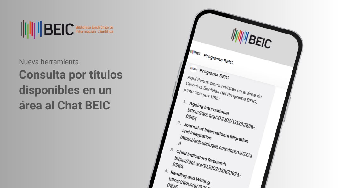 ProgramaBEIC's tweet image. 💬"Hola CHAT BEIC. Recomienda cinco revistas en el área de Ciencias Sociales del Programa BEIC".
Disponible en beic.cl