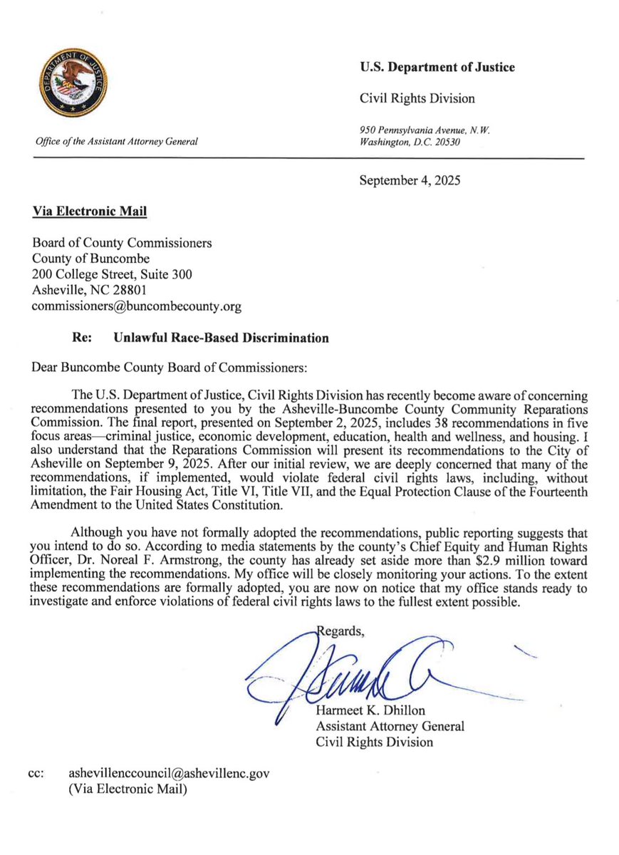 bohessforus's tweet image. From the DOJ #asheville #reparations