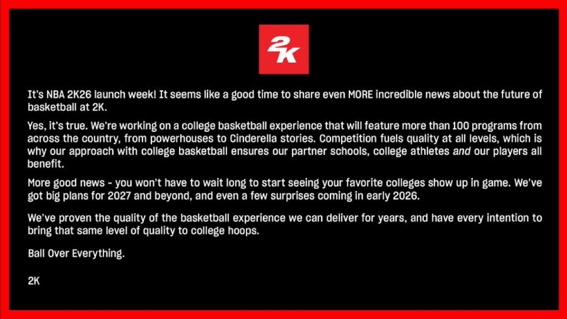 NBA 2K has OFFICIALLY ANNOUNCED their College Basketball game dropping in early 2026 🔥