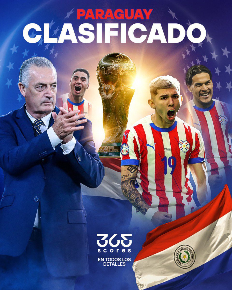 🇵🇾🔥 ¡PARAGUAY CLASIFICADO AL MUNDIAL 2026! 🔥🇵🇾

La Albirroja vuelve a la Copa del Mundo 🌎⚽️ tras una Eliminatoria muy disputada. Con 25 puntos en la tabla, el equipo dirigido por el CAZADOR DE UTOPÍAS, Gustavo Alfaro aseguró su pasaje rumbo a Norteamérica 2026, devolviendo la