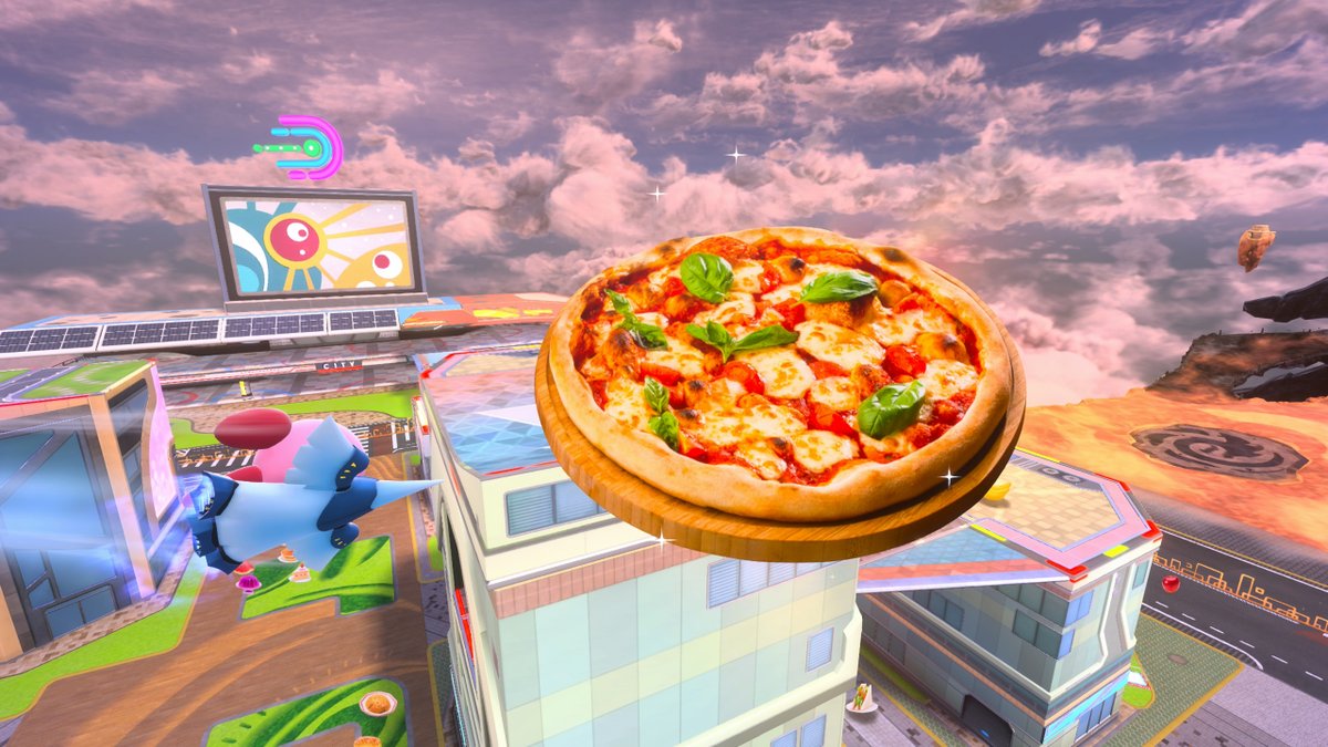A tasty feast awaits you in the Gourmet Race Stadium! Gobble up the most food to win. #KirbyAirRiders