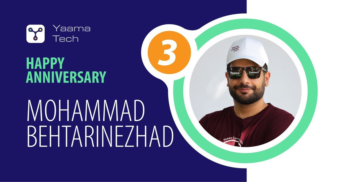 yaamatech's tweet photo. Celebrating 3 years of Mohammad's journey at Yaama! 🎉 As a Principal Software Engineer, he's been a pillar of expertise and leadership, tackling tough projects and creating valued products. Yaama's unique, supportive culture and amazing team make it special. Cheers to more innovation! 🚀 #WorkAnniversary #TechInnovation