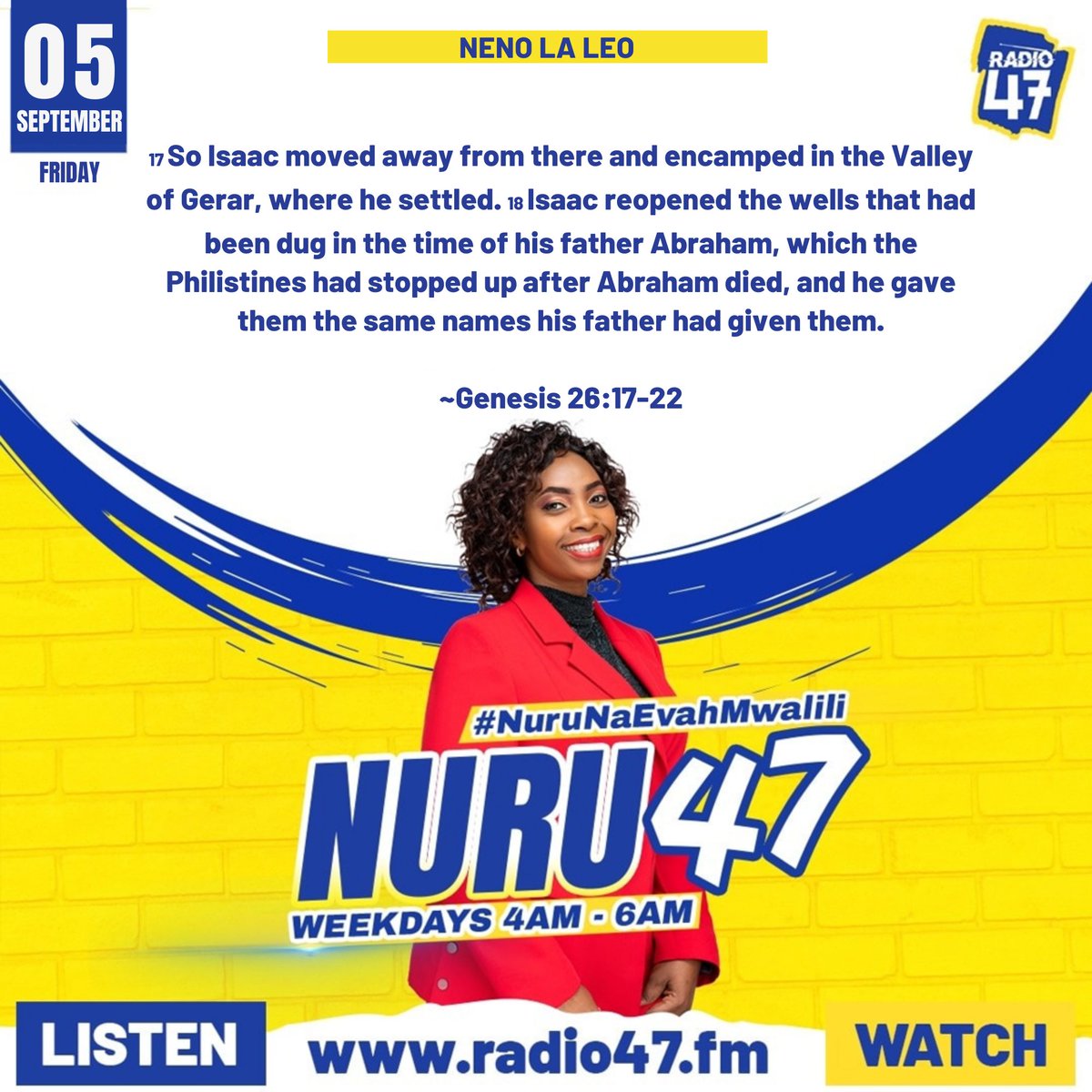 #Neno....UNA MBEGU YA KUONGEZEKA! Mwanzo 26:17-22....Mungu anapopanda mbegu ya kuongezeka ndani yako hauzuiliki, unafanikiwa popote uendako, unaanza miradi na inakamilika vyema, you become irresistible! Tukutane Galilaya! #NuruNaEvahMwalili #HapaNdipo