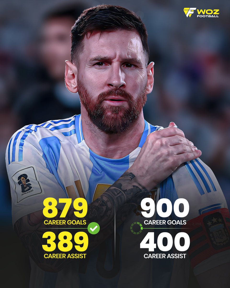 Lionel Messi has scored his 113 &amp; 114 international goals tonight against Venezuela. 🔥

He’s just:
🔹 21 Goals away from 900
🔹 11 Assists away from 400
🔹 32 G/A away from 1300

No player in history ever done this before! 🐐
