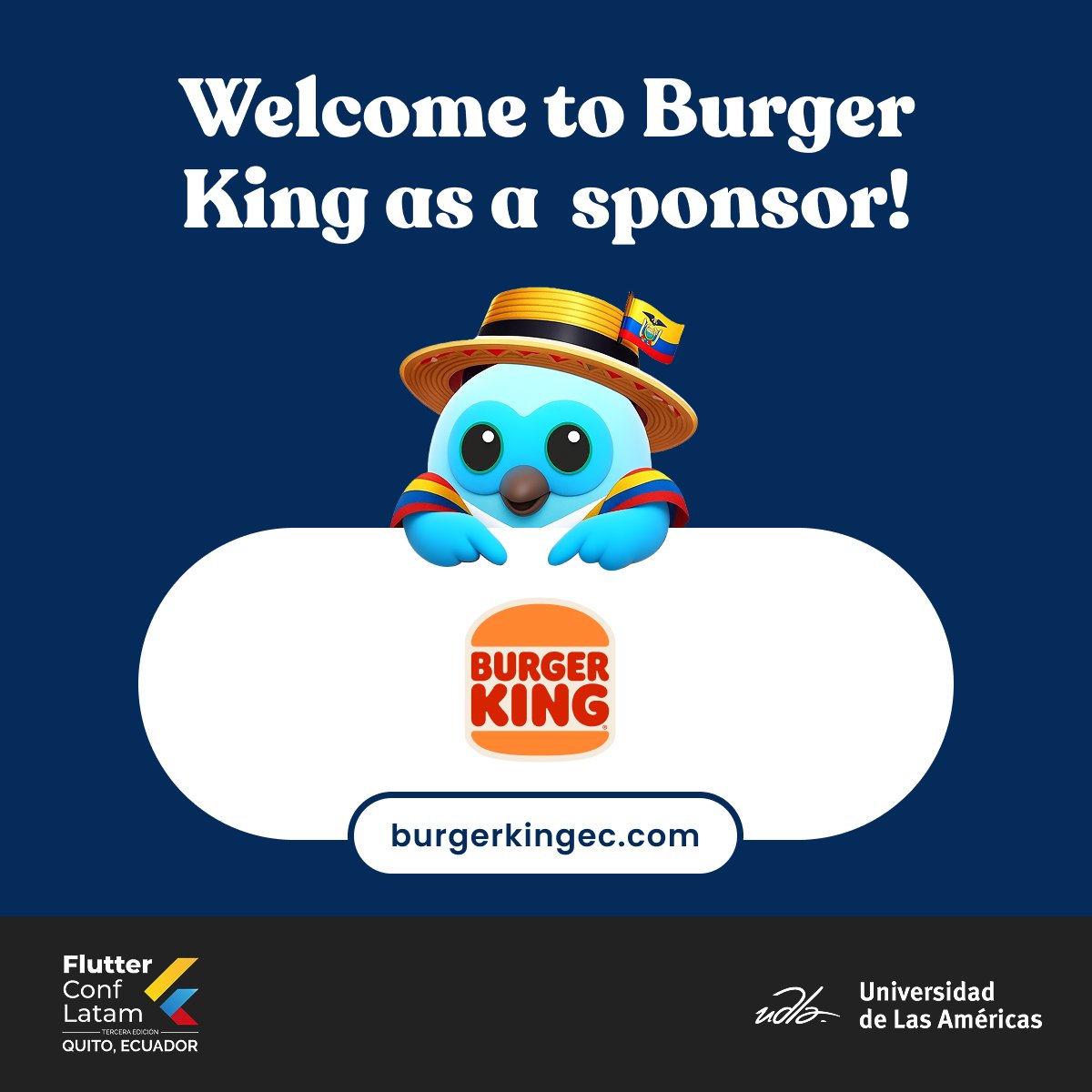 FlutterConfLAT's tweet image. Thanks to Burger King, our In kind sponsor, for their support at our next big conference #FlutterConfLatam2025!
Thank you for making this possible!
Get your tickets now! 👉 flutterconflatam.dev

#FlutterConfLATAM #FlutterCommunity #GoogleForDevs #flutter #sponsor #UDLAEcu