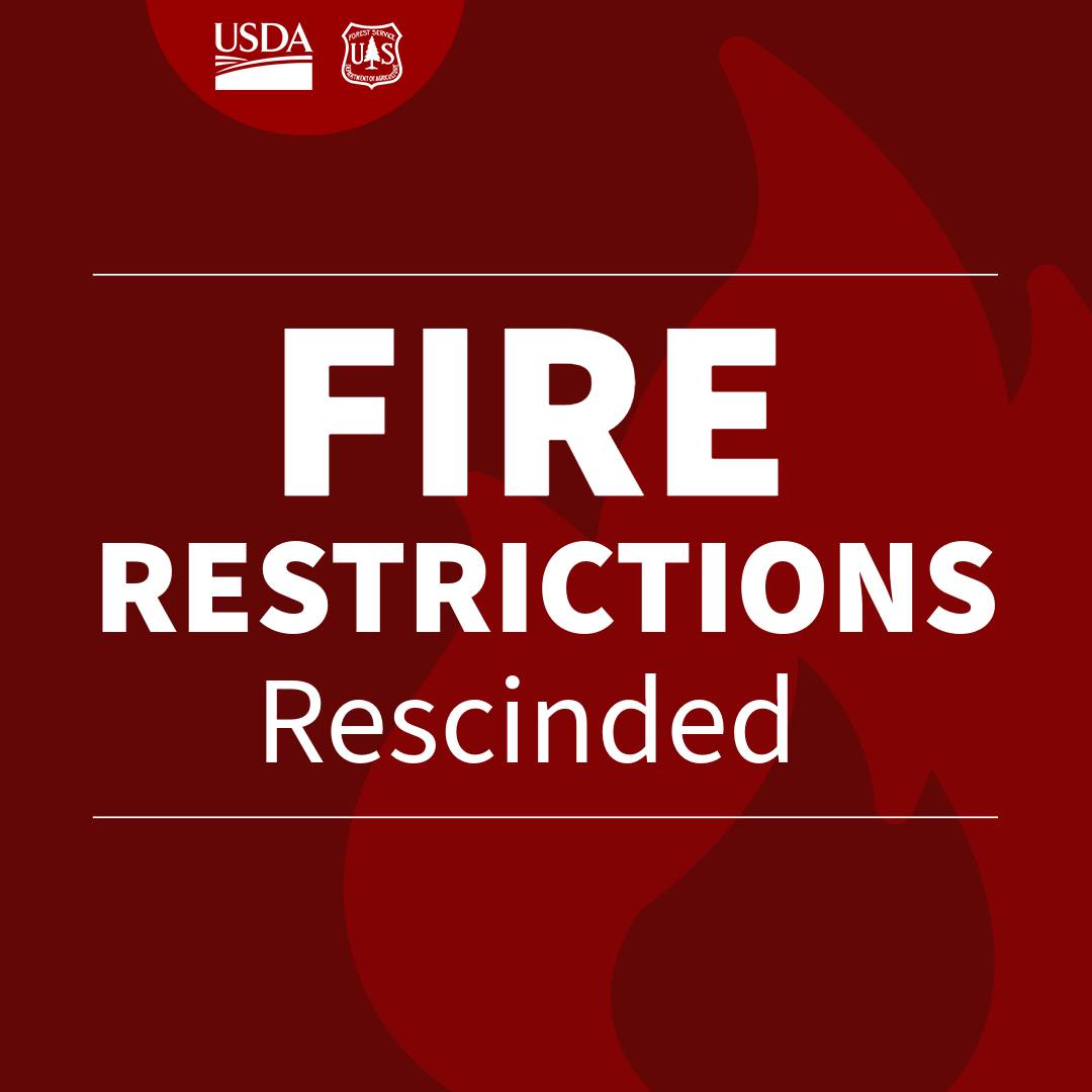 #uwcnf Stage I fire restrictions will be rescinded on the Uinta-Wasatch-Cache National Forest beginning Sat Sept 6, 2025. Although fire restrictions will be lifted, the potential for wildfire is always a risk. Visitors can do their part by completely extinguishing your campfires