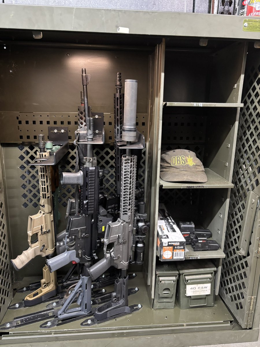 The Spacesaver Universal weapons rack ™  is 100% customizable to fit whatever specific needs you have, more secured then a closet and lighter then a safe when you have to move and in our case is gonna be a great display for the gunshow this weekend