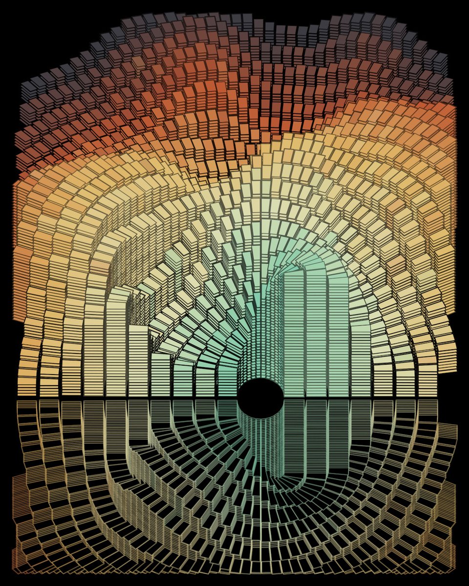 KennyVaden's tweet image. GM
Corona Radiata (R code)
Algorithm-based art. A neural superhighway, a dark twin reflected in a cavernous lake.
#codeart #genartclub #genart