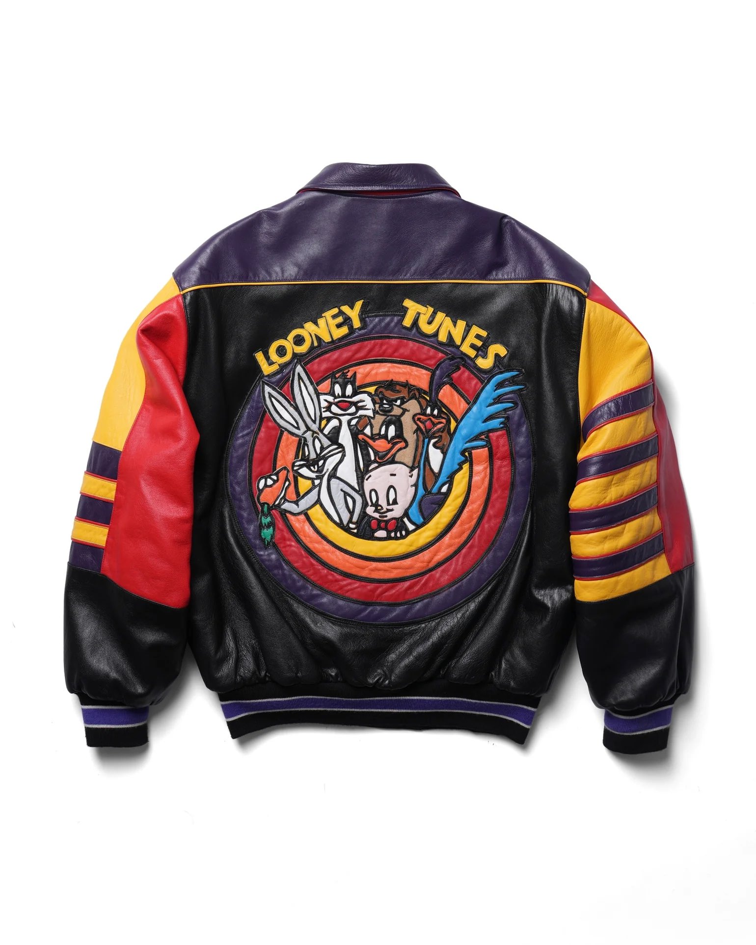 希少 JEFF HAMILTON looney tunes レーシングジャケット Vintage 1992 Looney Tunes Reversible Jeff Hamilton Leather