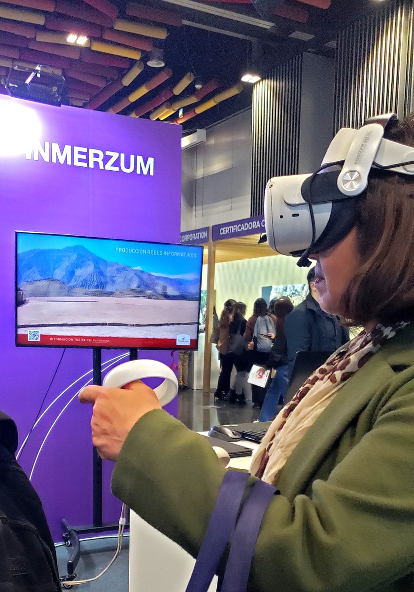 Inmerzum's tweet photo. Estuvimos en #TurismoInSummit mostramos cómo la #XR impulsa el turismo: 360/WebXR, VR para destinos y patrimonio, y MR para visitas remotas 3D; AR para señalética e info. Gracias @PromPeru por la invitación. 

 #Inmerzum #VR #MR #TravelTech #Turismo https://t.co/OvNQSzyGIX